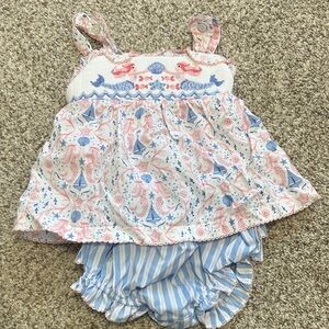 Shrimp and Grits Kids smocked mermaid set